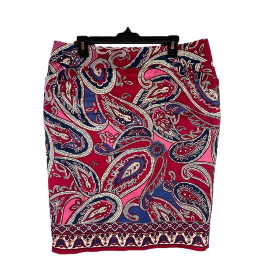 Charter Club Multi Color Paisley Straight Pencil Lined Pockets Size 14 SKU0443